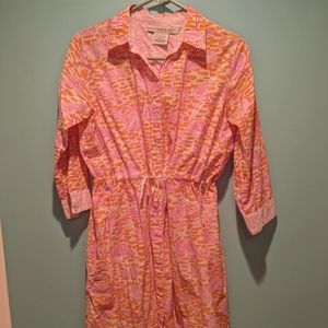 Gretchen Scott Pink And Orange Button Down Flamingo Tunic